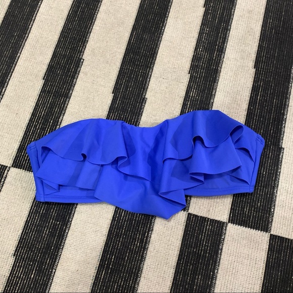 XHILARATION BY TARGET Royal Blue Strapless Ruffle Bikini Top Medium - Picture 2 of 10